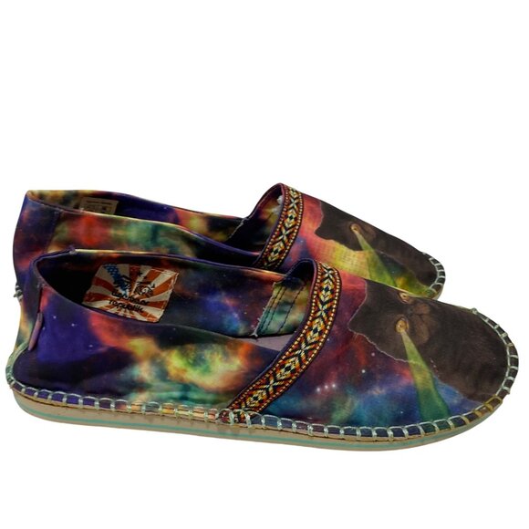 Tigerbear Republik Cat Laser Eyes Galaxy Print Loafers Size 10 Colorful Canvas - Picture 3 of 10